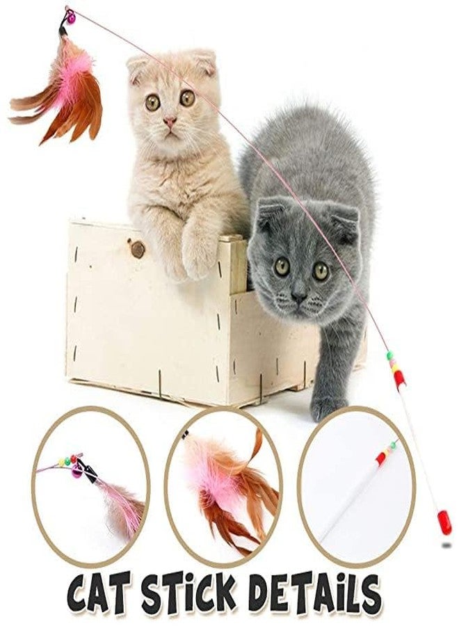 GOLD MAX Cat Wand, Interactive Feather Toy, Cats Teaser Wands, Pet Fishing Rod with Feathers Balls & Bells, Fun Catcher Cats Stick Toy, Kitty Activity Teaser for Cats, Kitten -1N (Color May Vary) - Image 3